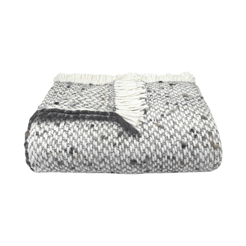 Chunky Gray Weave Alpaca Throw
