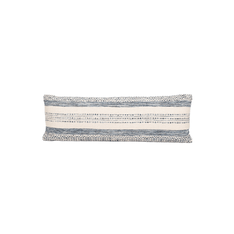 Handwoven Indigo Striped Pillow 14x40