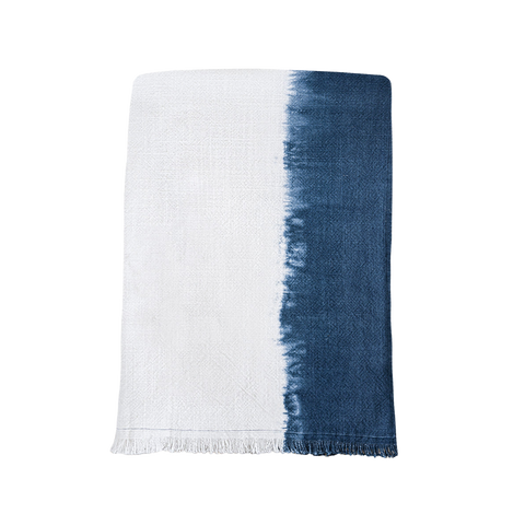 Indigo Blue Tie Dye Cotton Throw