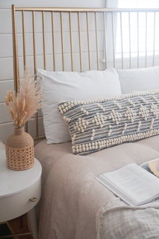 Handwoven Recycled Denim Pillow 14"x40"