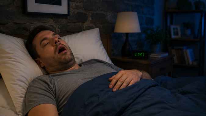 A man sleeping with his mouth open.