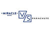 A comparison graphic featuring the brand logos for 'Miracle Made' and 'Parachute' separated by a large, stylized 'VS' in dark blue.