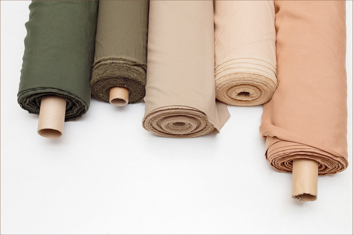 Rolled percale cotton fabric in neutral earthy tones