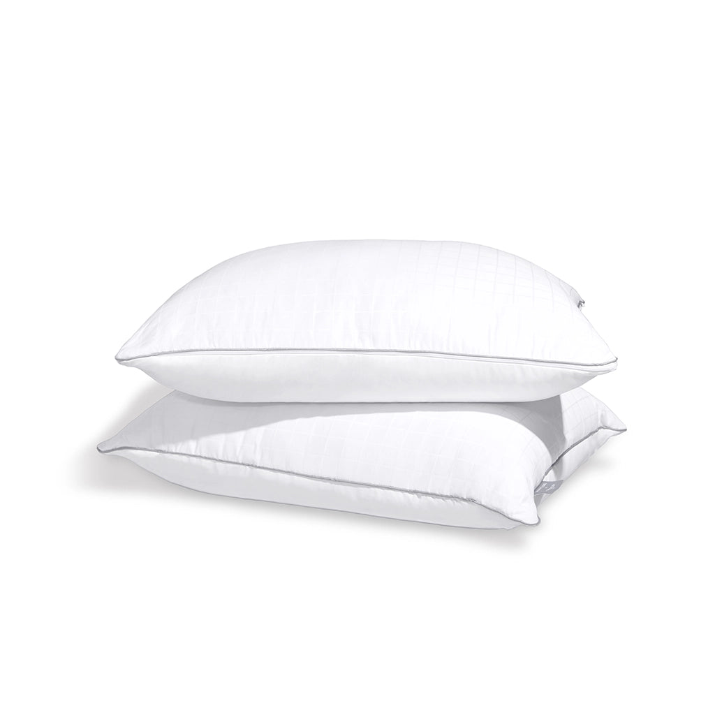 RemyCloud Adjustable Cooling Pillow shown in white, stacked for comfortable sleep and adjustable neck support.