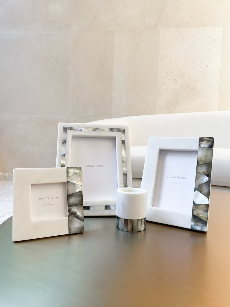 Grey Mother of Pearl White Marble Picture Frames