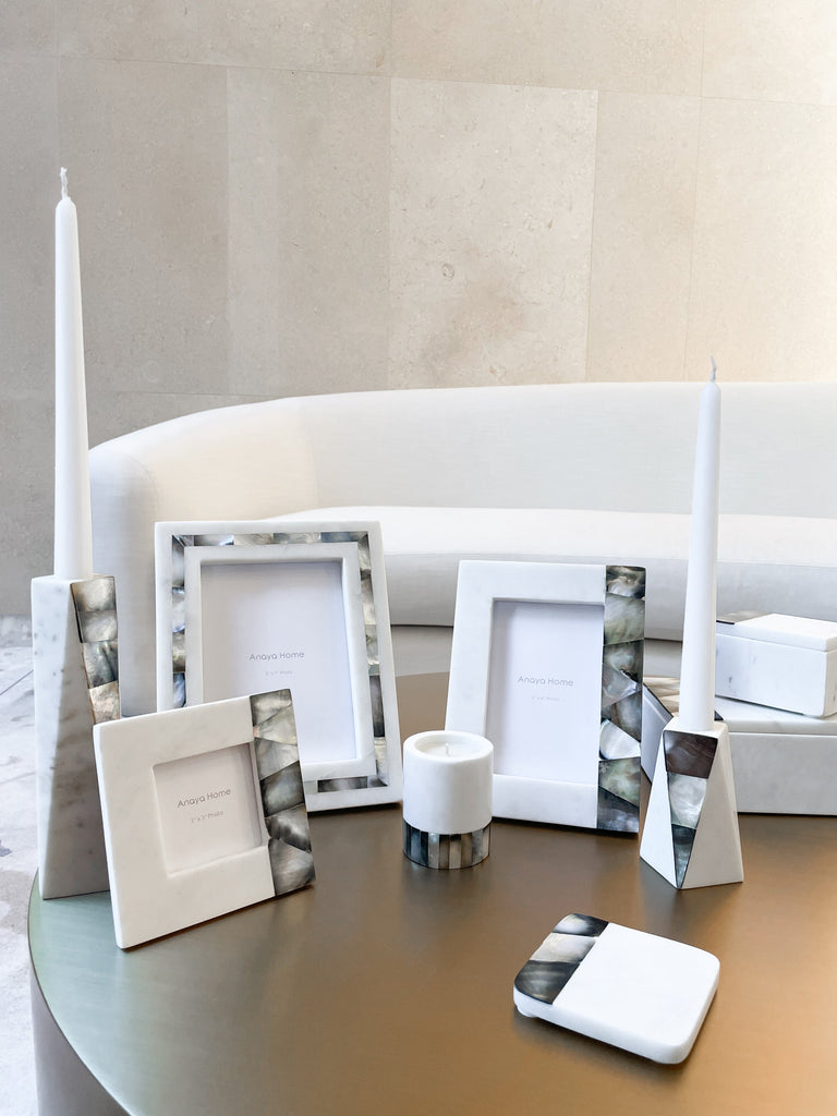 Grey Mother of Pearl White Marble Picture Frames
