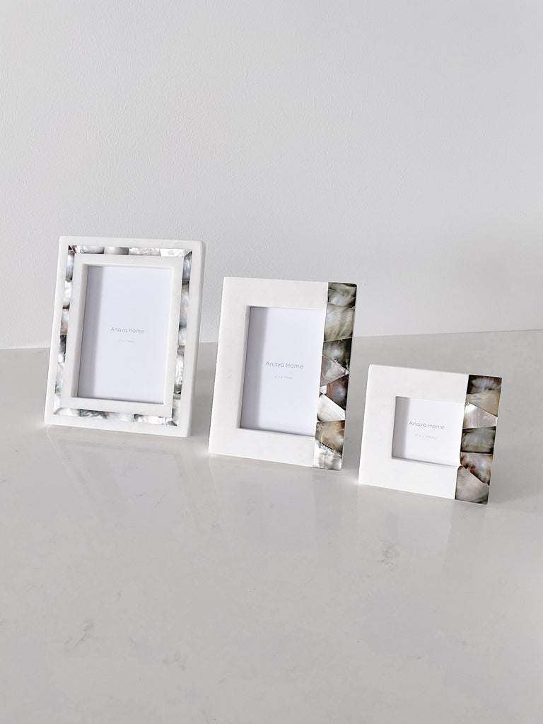 Grey Mother of Pearl White Marble Picture Frames