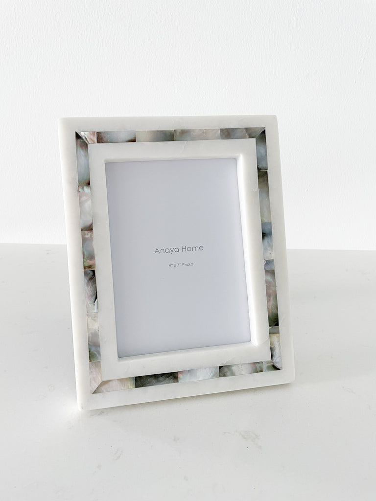 Grey Mother of Pearl White Marble Picture Frames