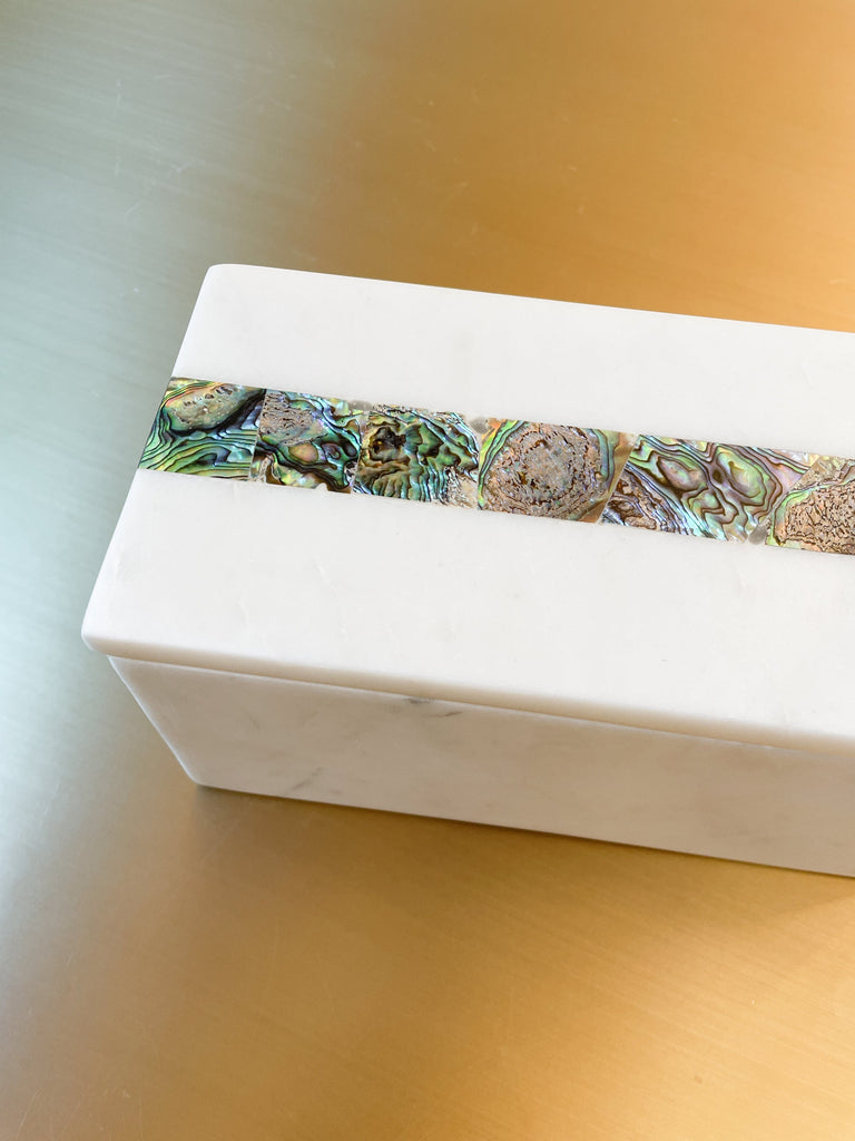 Rainbow Mother of Pearl White Marble Stripe Decor Boxes