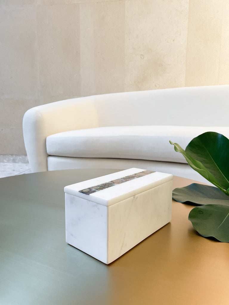 Rainbow Mother of Pearl White Marble Stripe Decor Boxes