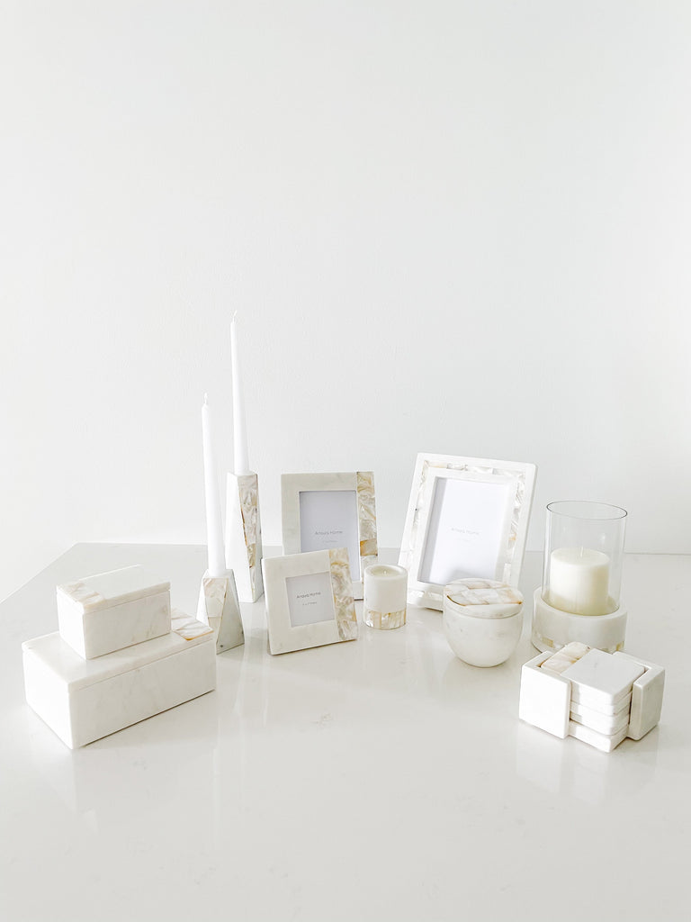 Mother of Pearl White Marble Decor Boxes