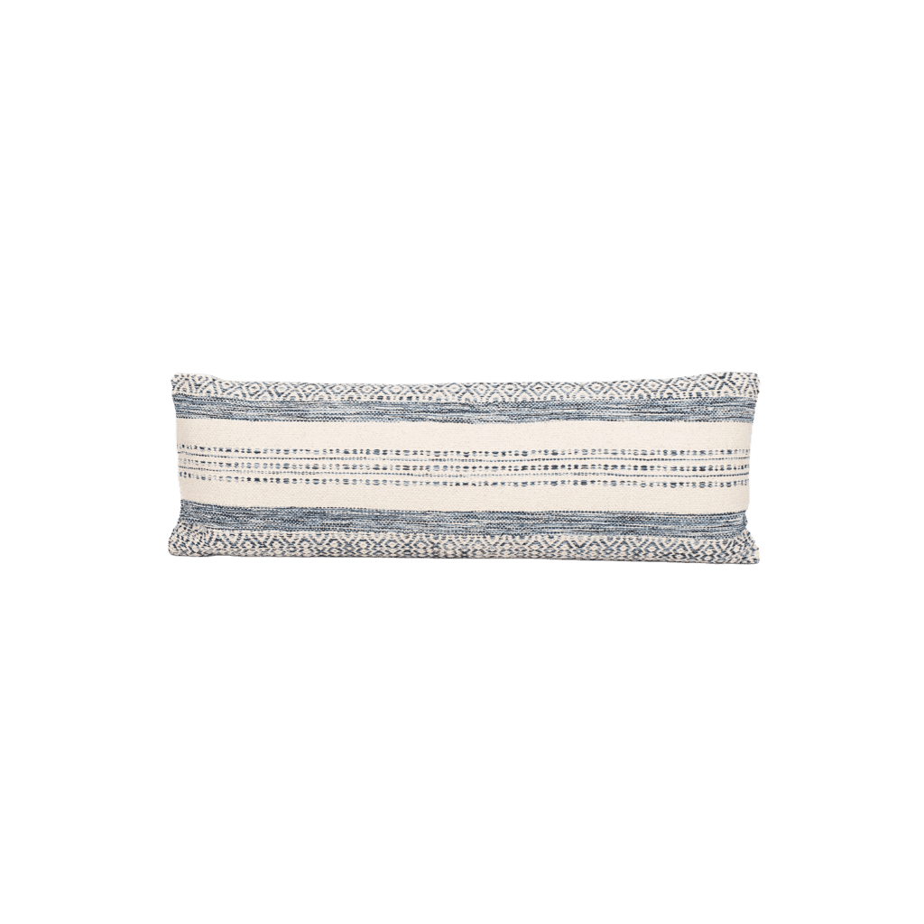 Handwoven Indigo Striped Pillow 14x40