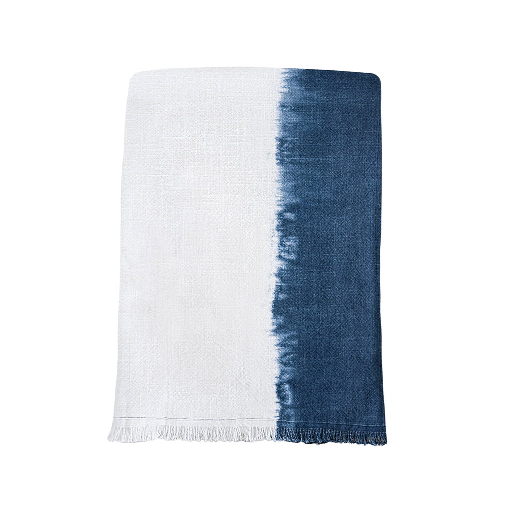 Indigo Blue Tie Dye Cotton Throw