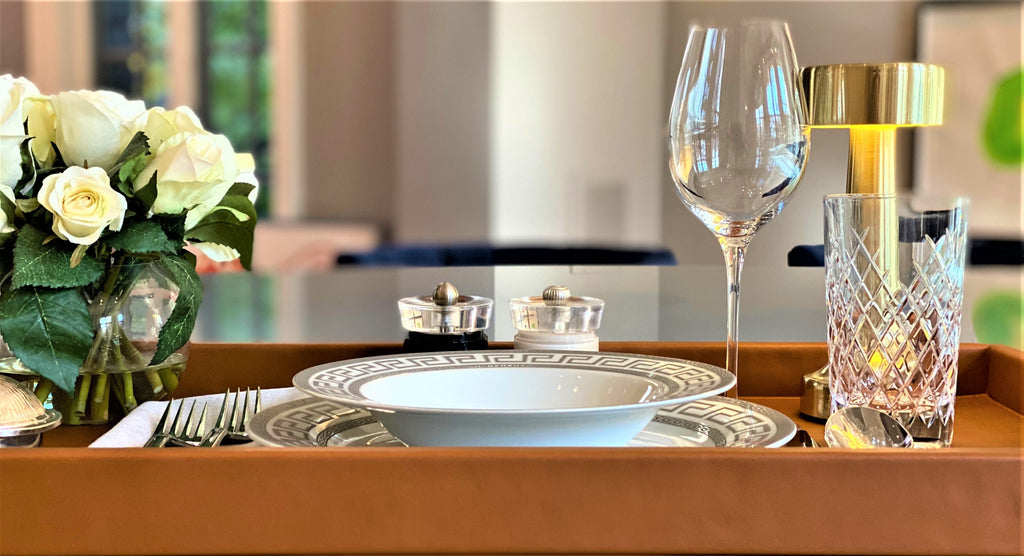 Pierre Hotel Tray | Hand Stitched Leather | Caramel