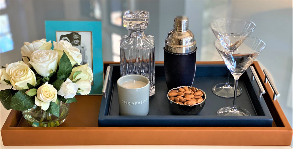 Pierre Hotel Tray | Hand Stitched Leather | Caramel