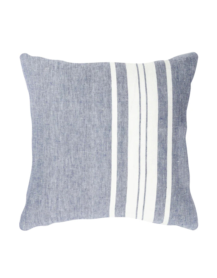 Chambray Blue Bold Stripe So Soft Linen Pillows