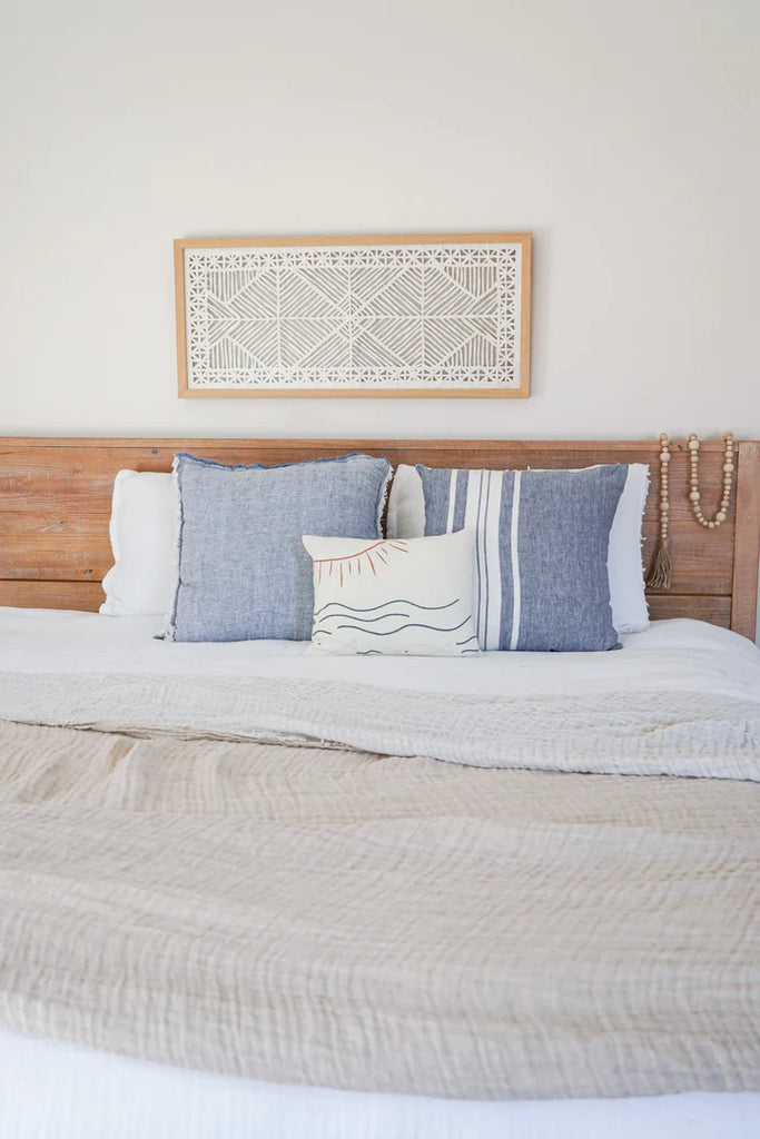 Chambray Blue Bold Stripe So Soft Linen Pillows