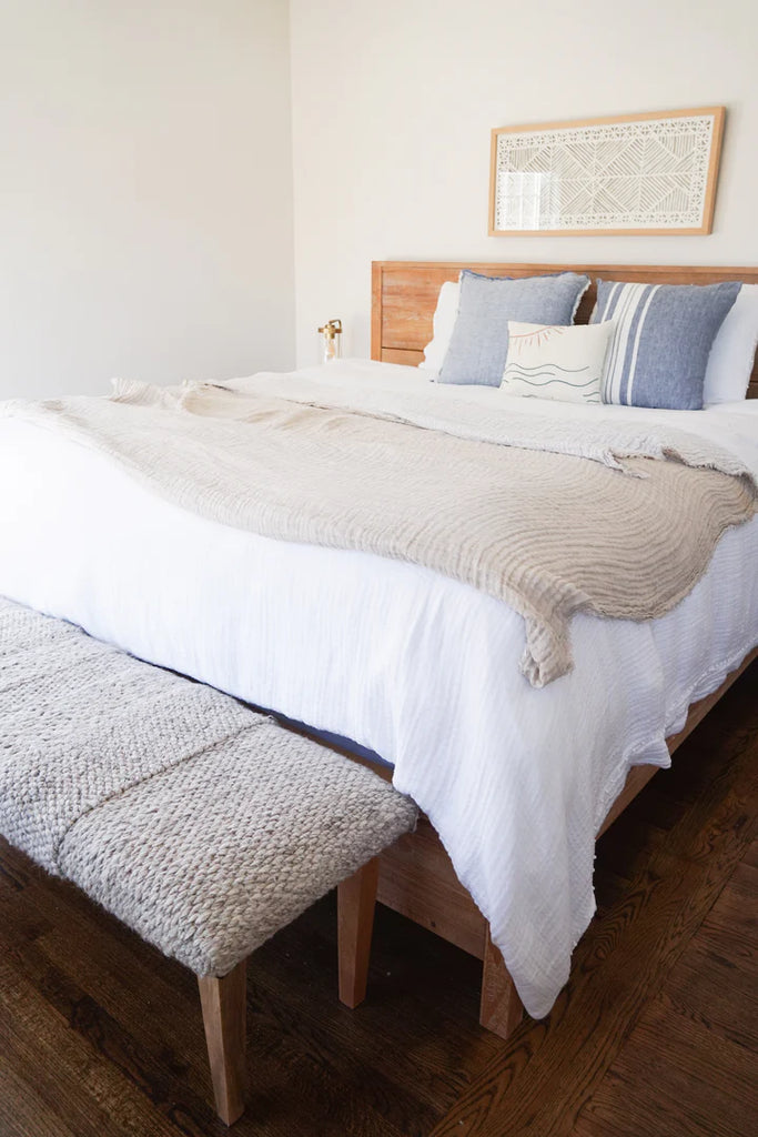 Chambray Blue Bold Stripe So Soft Linen Pillows