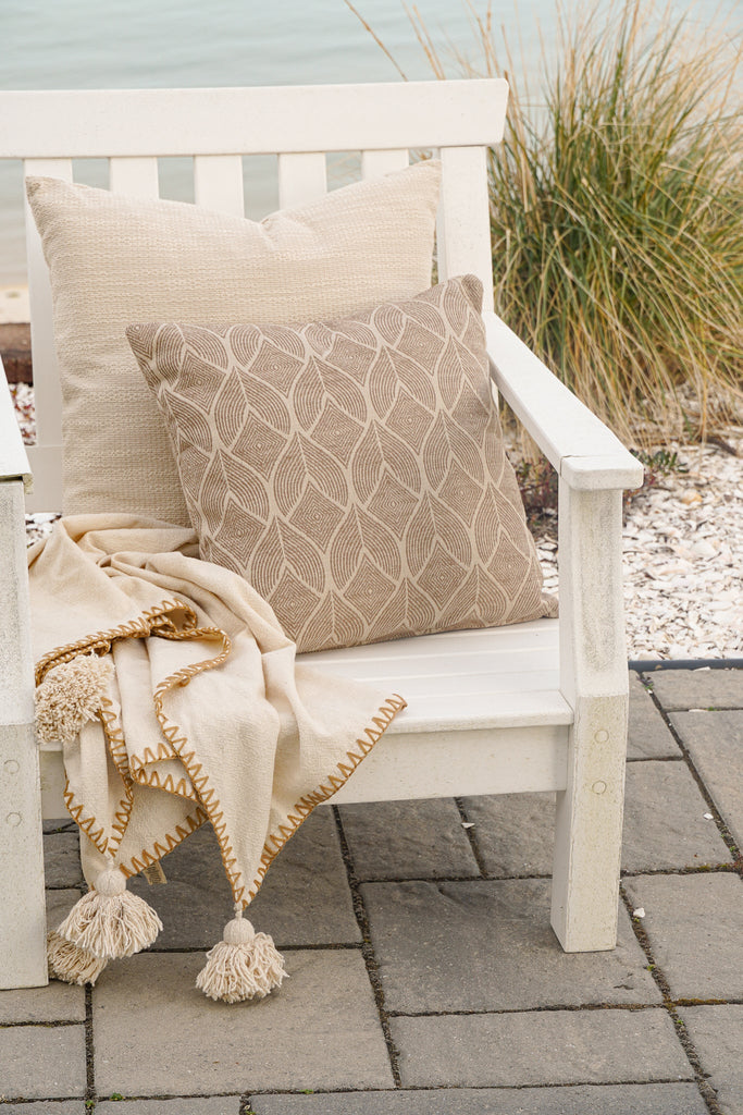 Natural Waves Beige Indoor and Outdoor Pillow