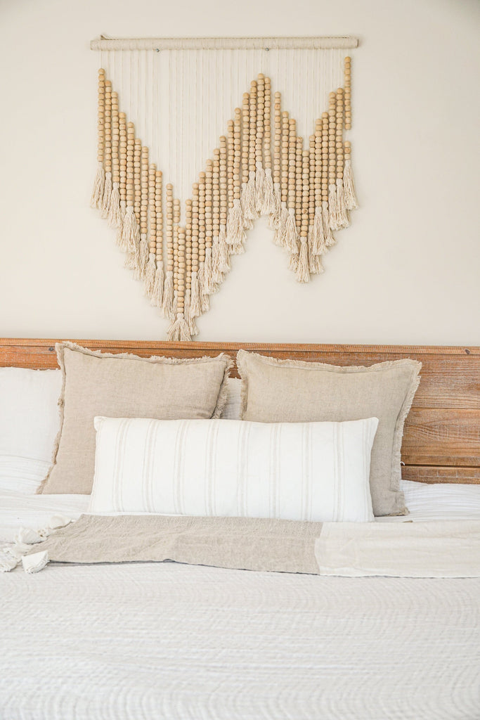 White with Beige Stripes So Soft Linen Pillow