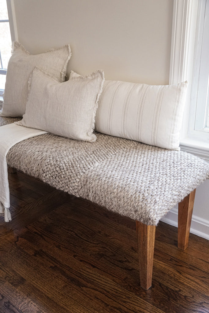 White with Beige Stripes So Soft Linen Pillow