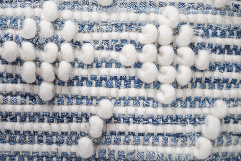 Handwoven Recycled Denim Pillow 14"x40"