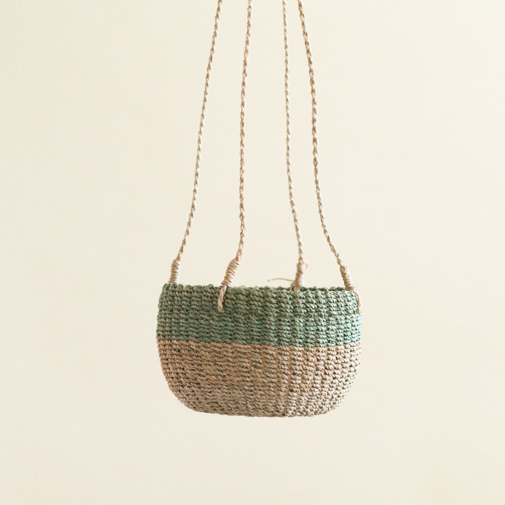 Natural + Sage Hanging Planter - Hanging Bin